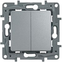 Выключатель без рамки Legrand Etika 2-кл. алюминий картинка